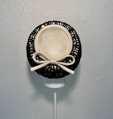 Black raffia overlay pillbox