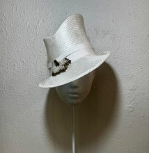 Ivory sharp fedora with beadwork