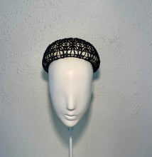 Black raffia overlay pillbox