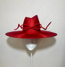 Flat brim fedora in boldest red
