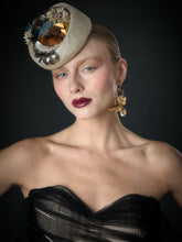 Beaded porkpie with metallics and blues