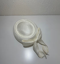 Ivory pillbox with flat edge bow