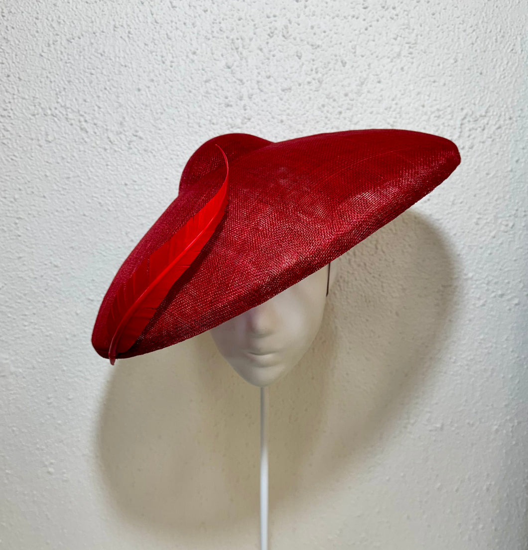 Red dimple brim and floating feather