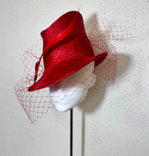 Sharp brimmed fedora in red