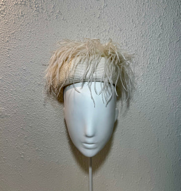 Cream marabou pillbox