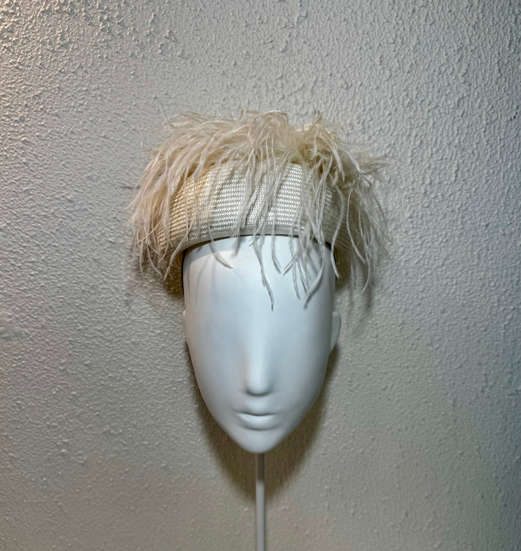 Cream marabou pillbox