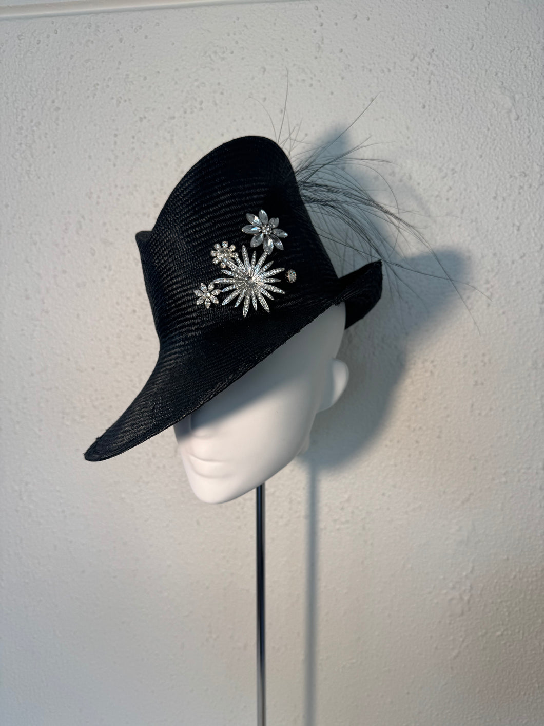 Sharp crown jeweled fedora