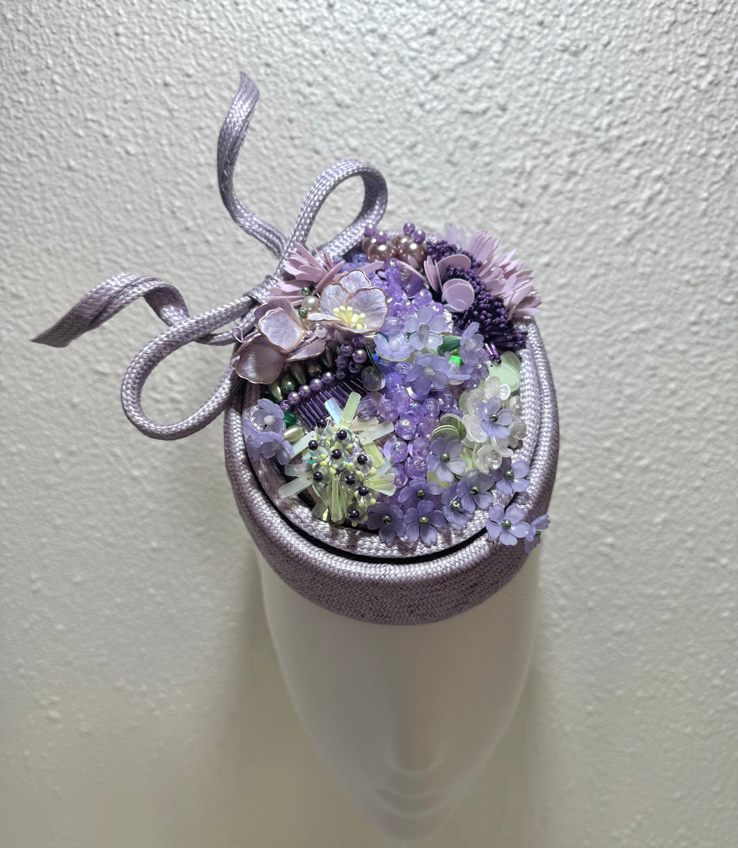 Pork pie - Floral beaded garden in lilacs