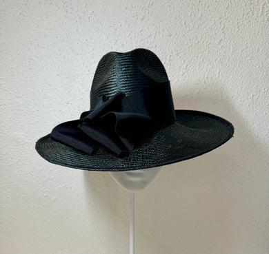 Black scrunch bow fedora