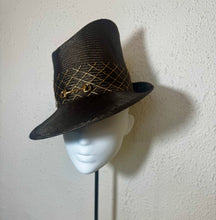 Gold thatched espresso fedora