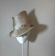 Sharp fedora in oyster with antique pearl brooch