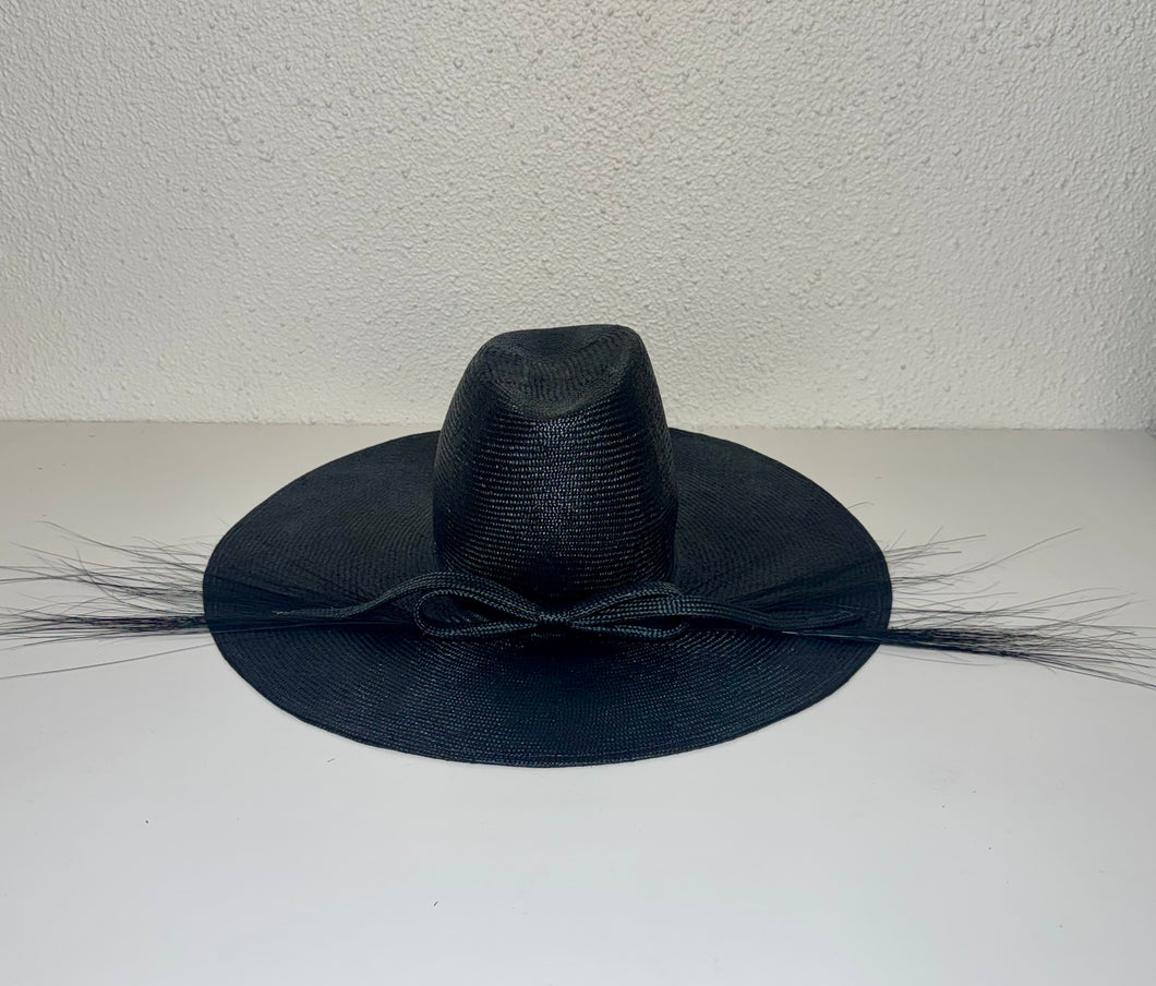 Flat brim fedora eyelash bow