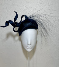 Beret - Navy bow and feather wisp